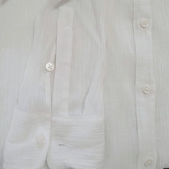 Club Monaco White Crinkle Button Down Long Sleeve‎ Collard Shirt Size M - Picture 8 of 8